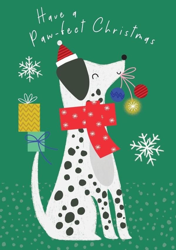 Paw-fect Christmas Card - Dog - Punny created by Laura Darrington Design Ltd.