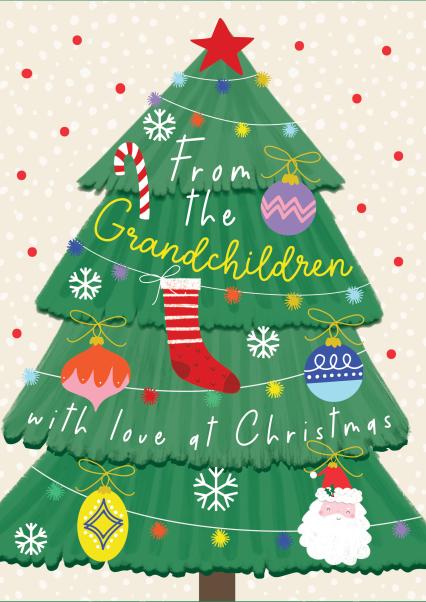 Pretty Christmas Card - From the Grandchildren | thortful