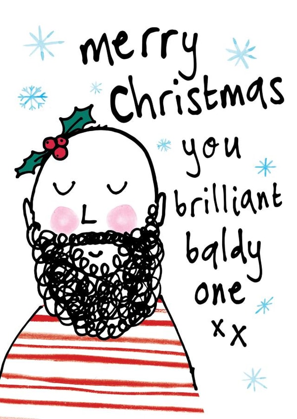 Funny Christmas Card - Baldy Beard created by Bow & Bell