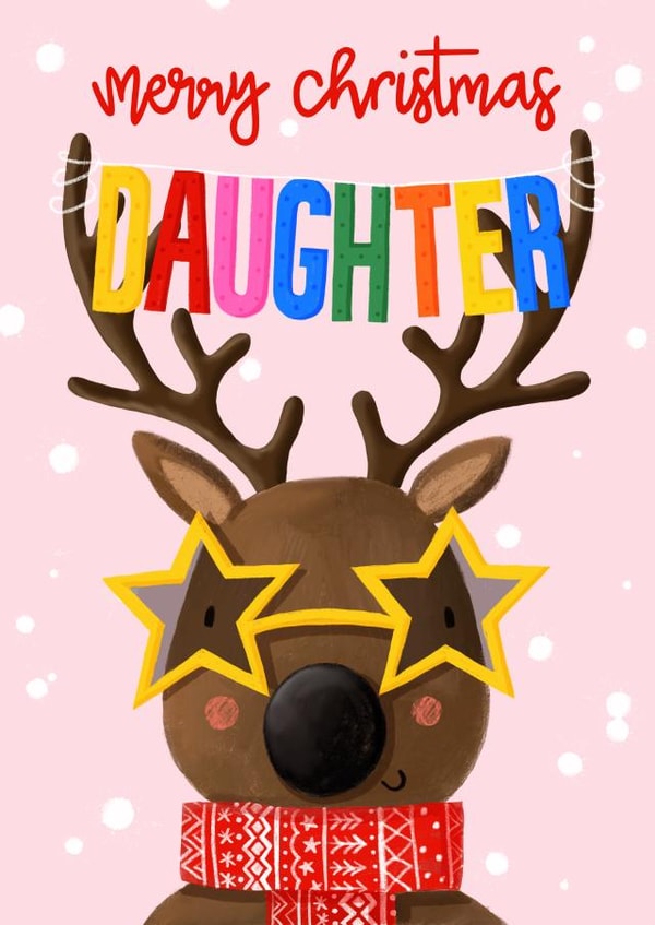 Cute - Festive - Merry Christmas Daughter - Daughter - Kids - Reindeer created by Nicola Watson