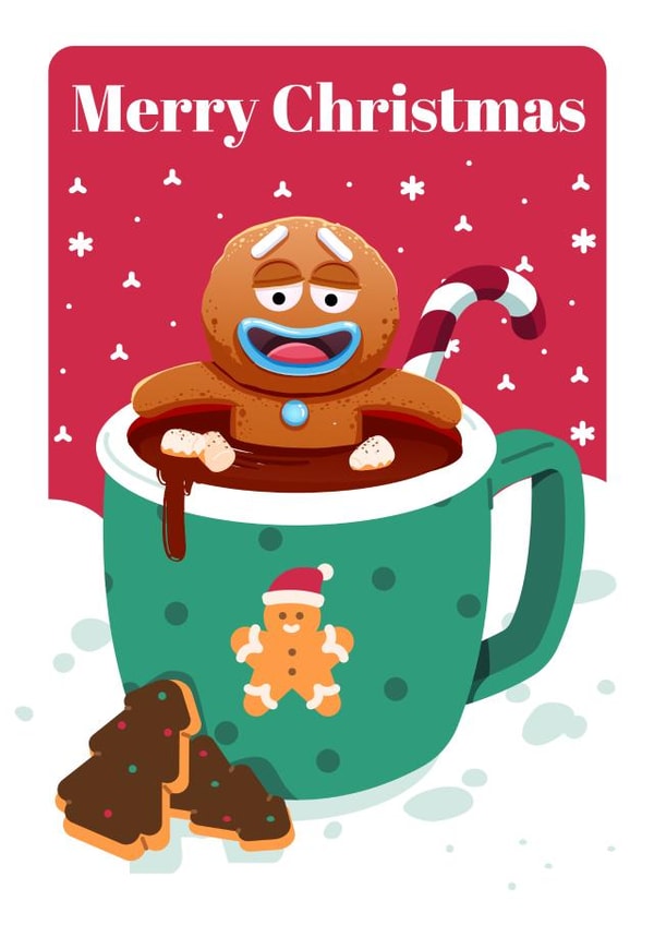 Cute Gingerbread Man Christmas card for friends and family created by WigglyCards