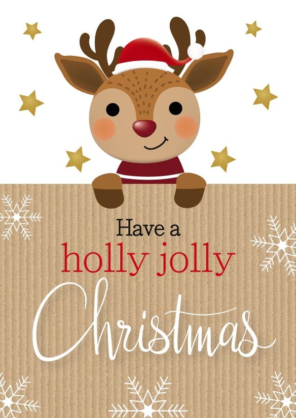 Cute reindeer Christmas card wishing a holly jolly Christmas created by WigglyCards