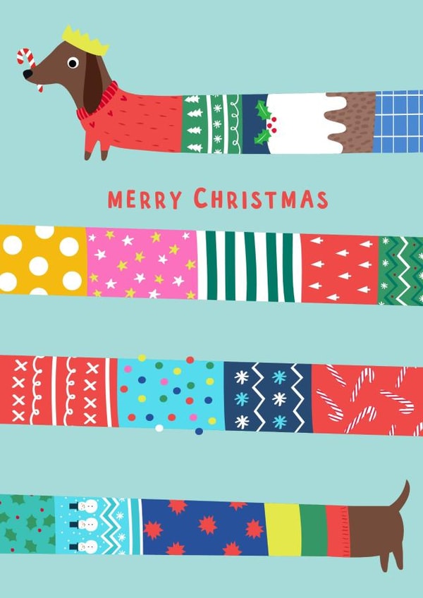 Funny Dachshund Christmas Card - Christmas Jumper created by Jessica Eyre