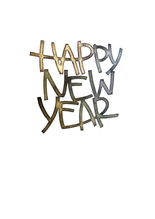 Happy New Year - Minimal Modernist Gold and Blue-Gray created by Esther Gordo