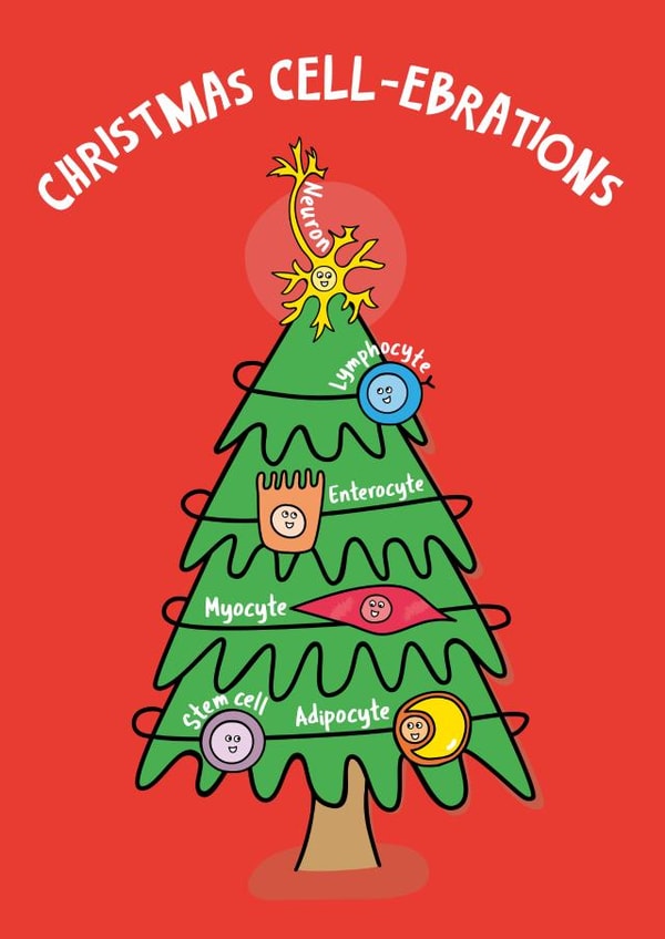 Cute Christmas Card - Christmas Cell-ebrations! - Science - Biology created by Science Scribbles