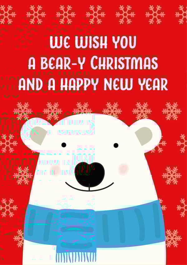 Cute Christmas Card for Friend - Bear-y Christmas and a Happy New Year created by The Northern Bird