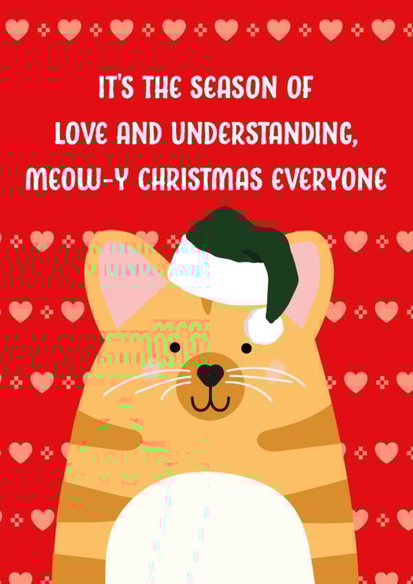 Cute Christmas Card for Friend - Santa Cat - Meow-y Christmas Everyone created by The Northern Bird