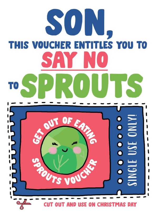 Funny Christmas Card For Son - Funny Sprout Christmas Card - Say No To Sprouts created by Eskimo Kiss Designs