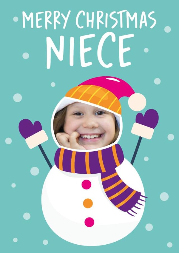Cute Snowman Christmas Photo Card - Niece created by Seabird Studio