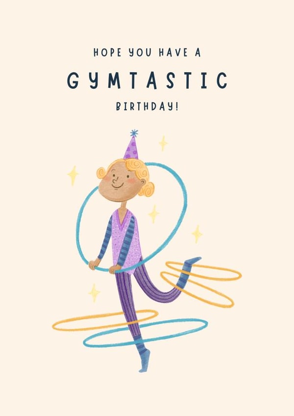 Hope You have A GYMTASTIC Birthday - Cute Girl Birthday Card - Punny created by With Love Laxmi