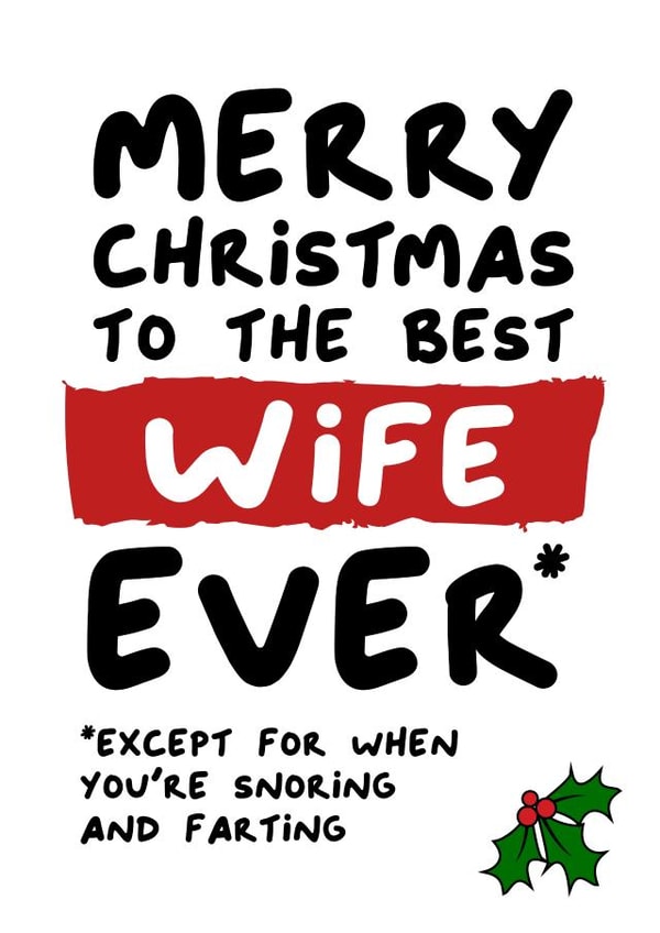 Funny Cheeky Christmas Card for your Wife | Banter created by Waffle & Faff