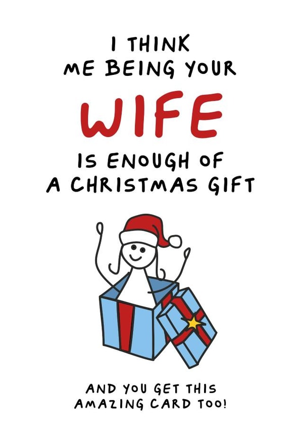 A Funny and Cheeky Christmas Card for your Husband created by Waffle & Faff
