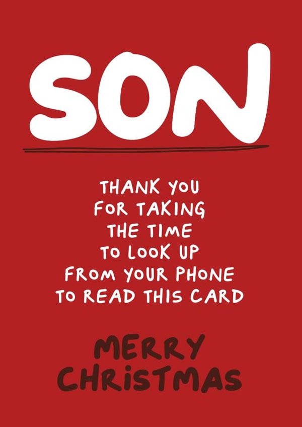Funny Christmas Card for Phone Addicted Son created by Waffle & Faff