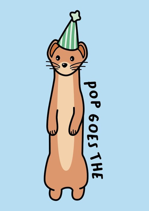 Cute Weasel Birthday Card - Pop Goes the Weasel created by Weasel & Fox Studio