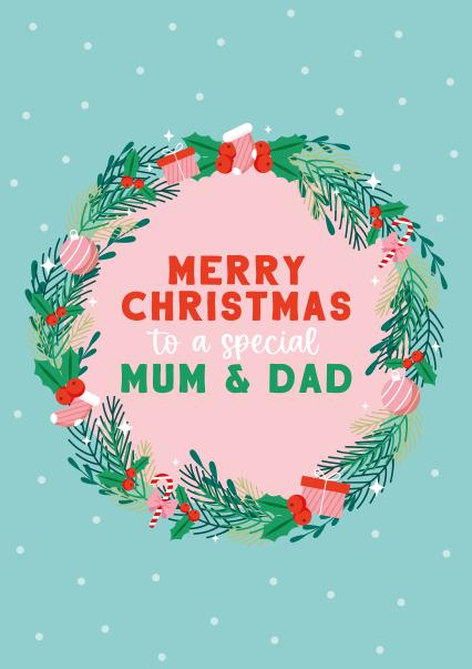 Heartfelt Christmas Card - Parents - Wreath | thortful