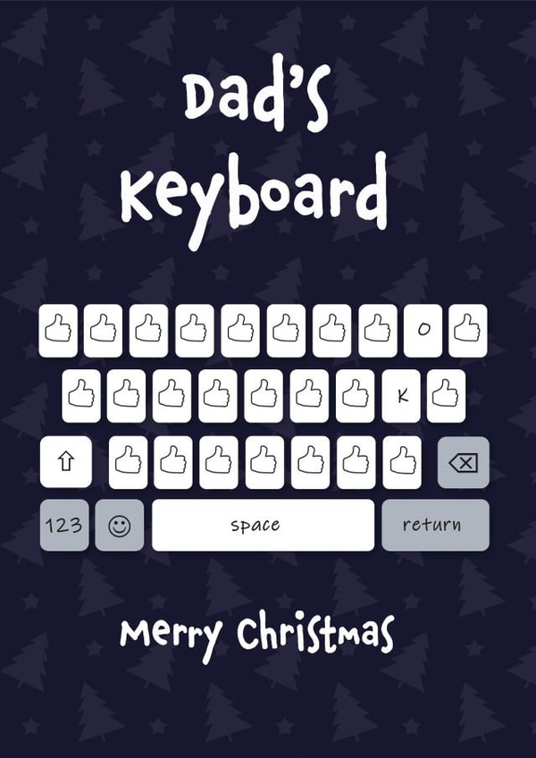 Merry Christmas funny emoji thumbs up card for dad text father keyboard cheeky created by Daisy Jo Design