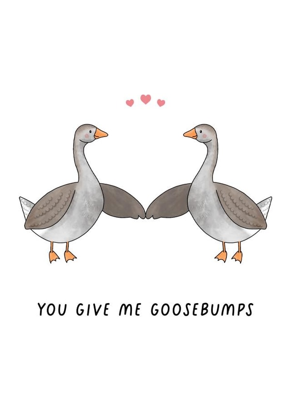Cute Anniversary Card - You Give Me Goosebumps - Punny Gender Neutral Card created by February Stars Art