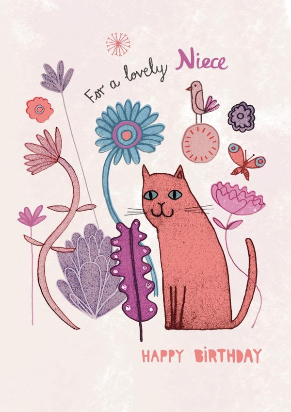 Pretty Birthday Cat - Nature Card - For Niece created by Pencilface
