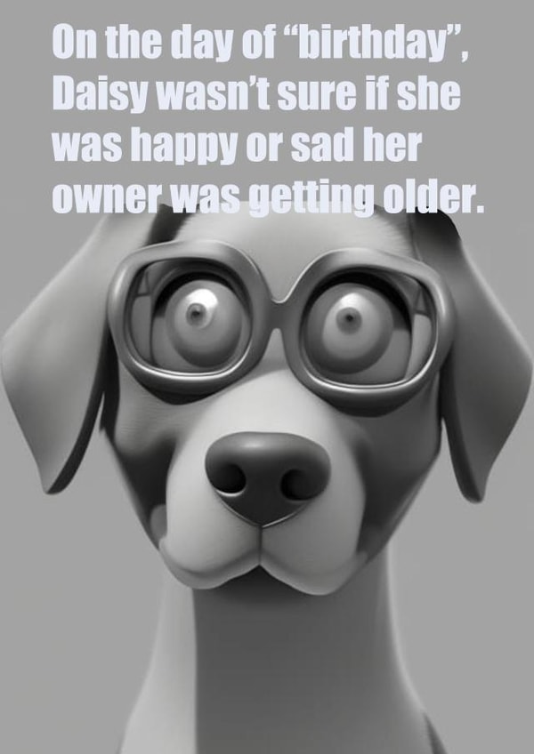 Funny Happy Birthday card for family or friend - Confused dog created by Purita Mok