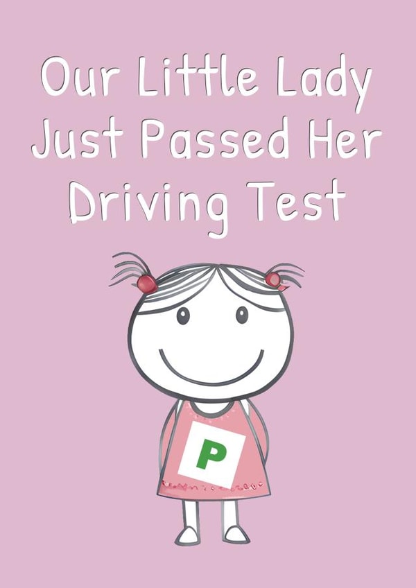 Cute Congratulations Card - For Passing Driving Test Exam - Little Lady - View #6