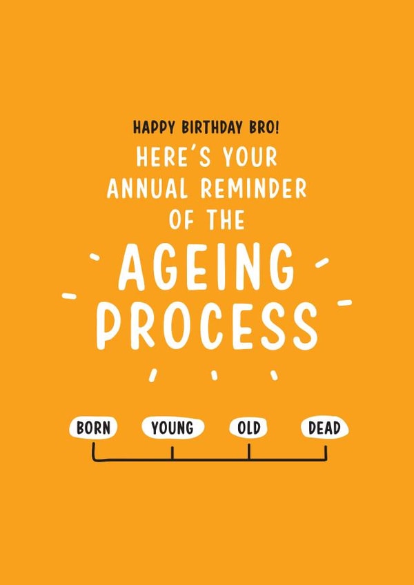 Funny Birthday Card - for Brother - Annual reminder of the ageing process created by Lucy Marie Design