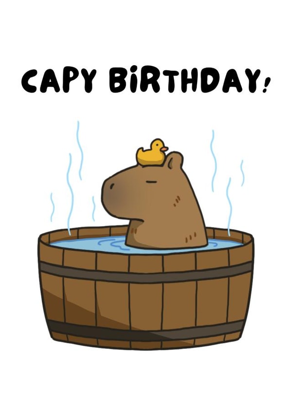 Capybara Happy Birthday Card - Punny Birthday Card created by WittyGoodsShop