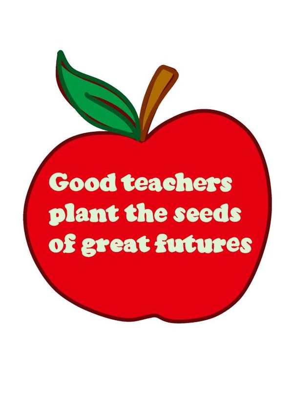 Teacher thank you card Red Apple Good teachers plant the seeds of great futures created by PandaBlueCreations