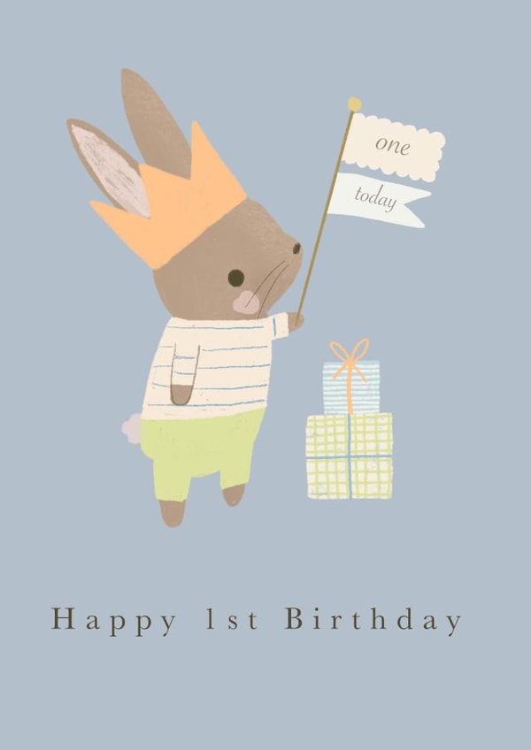 Cute Bunny Illustrated Card - Happy 1st Birthday created by Vicky Carpenter