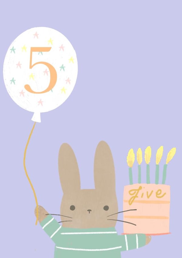 Cute Bunny Birthday Card - 5th Today created by Vicky Carpenter