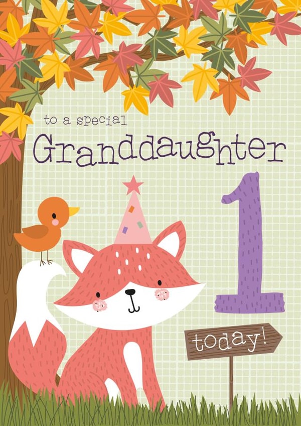Cute Fox Woodland design - 1 Today - for Granddaughter created by Juniper and Rose Studio