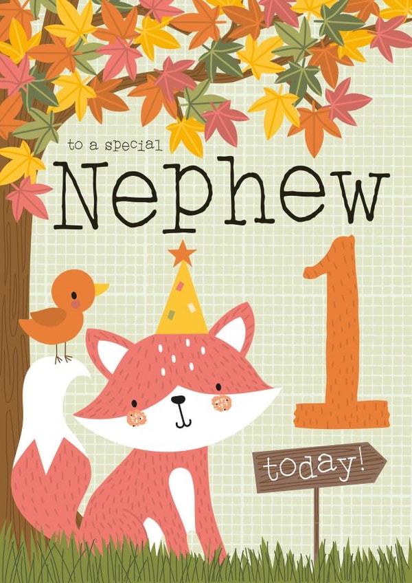 Cute Fox Woodland design - 1 Today - for Nephew created by Juniper and Rose Studio