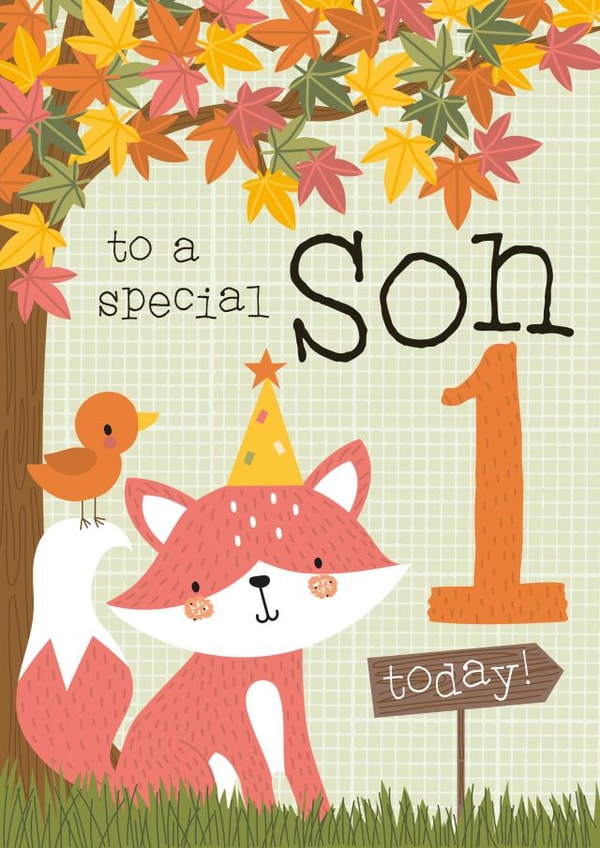 Cute Fox Woodland design - 1 Today - for Son created by Juniper and Rose Studio