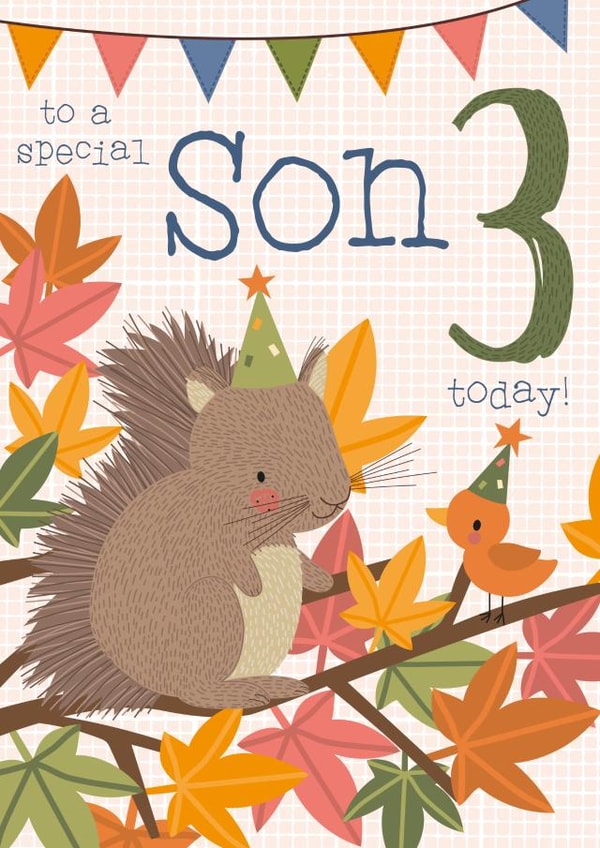 Cute Squirrel Woodland design - 3 Today - for Sons created by Juniper and Rose Studio