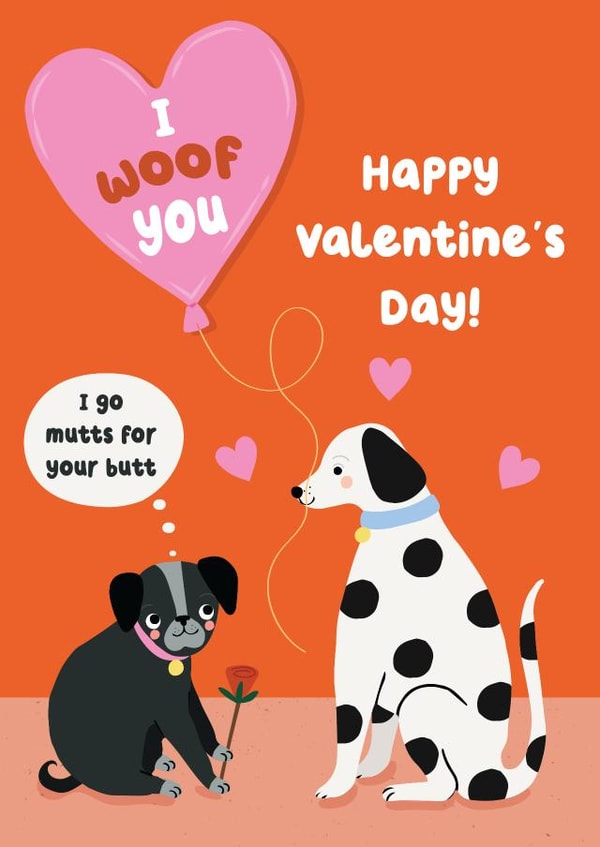 Cute Valentine's Card - Dogs - I Woof You created by Pixie Studio