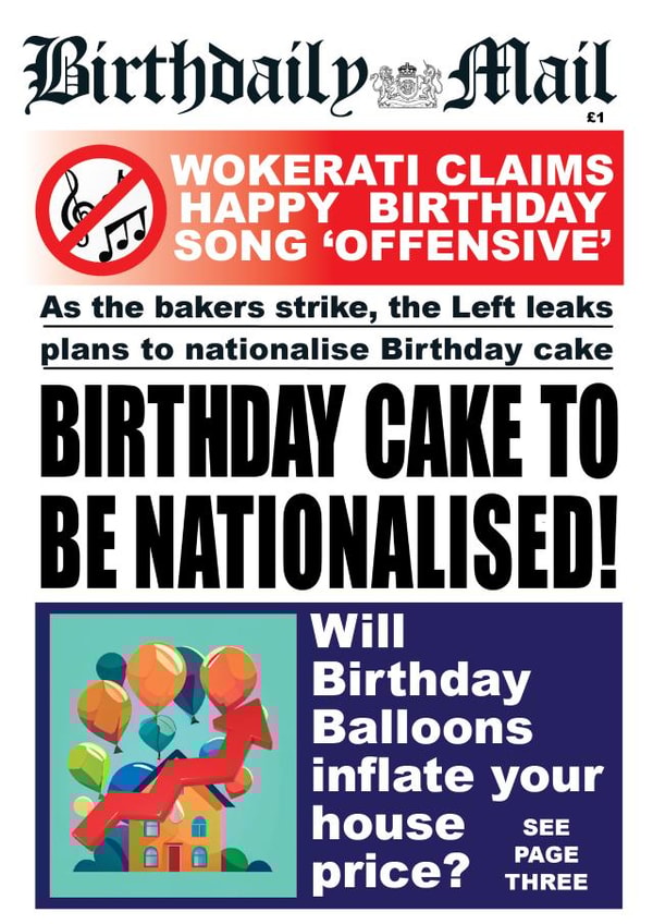 Funny Birthday Card - Daily Mail Satirical Birthday Card created by Pottsy Prints
