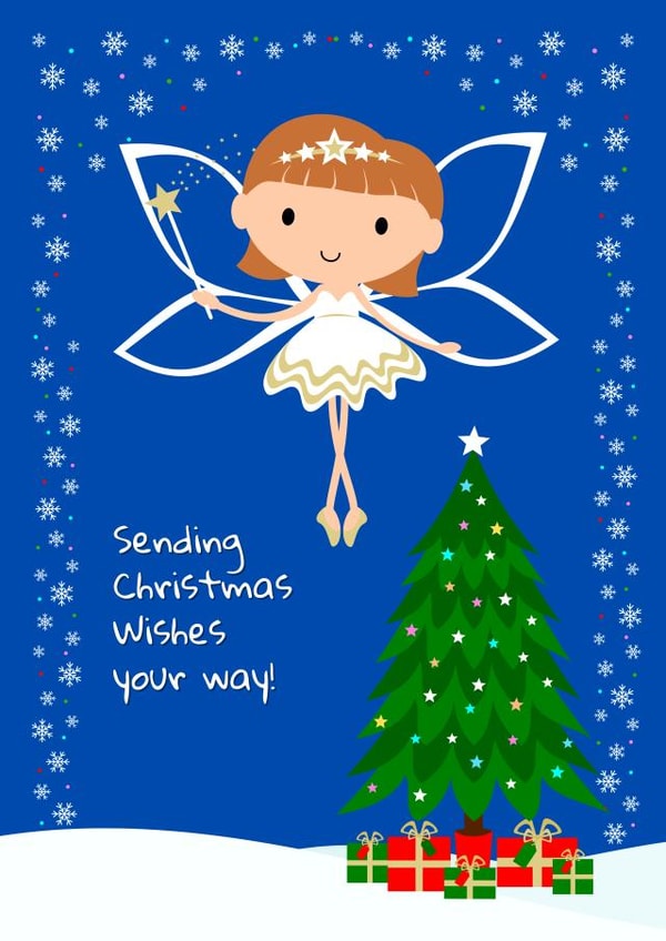 Cute Christmas Fairy Wishes card for families, children, grandparents loved ones created by Ozric's Cards