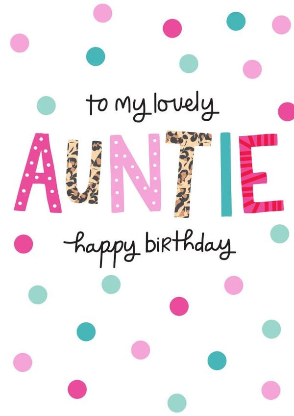 Cute Typography Card - To my lovely Auntie happy birthday created by The Boy and the Bear