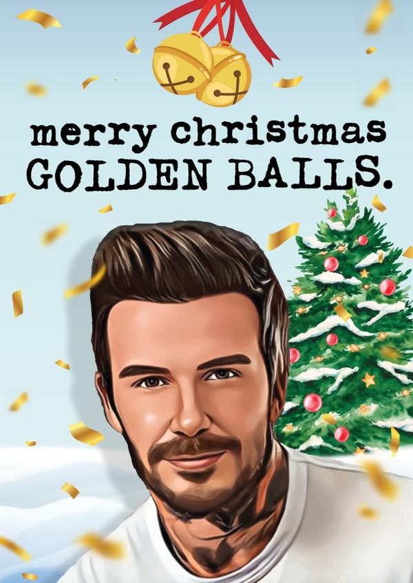 Funny Golden Balls Christmas Card - for Him - David Beckham created by Mrs Best Paper Co.