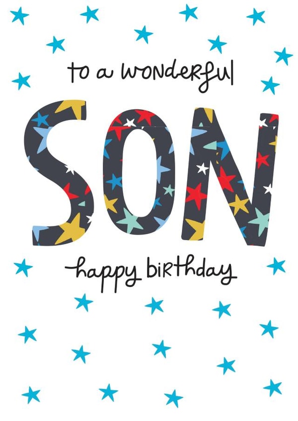 Jazzy Typography Card - To a wonderful Son Happy Birthday created by The Boy and the Bear