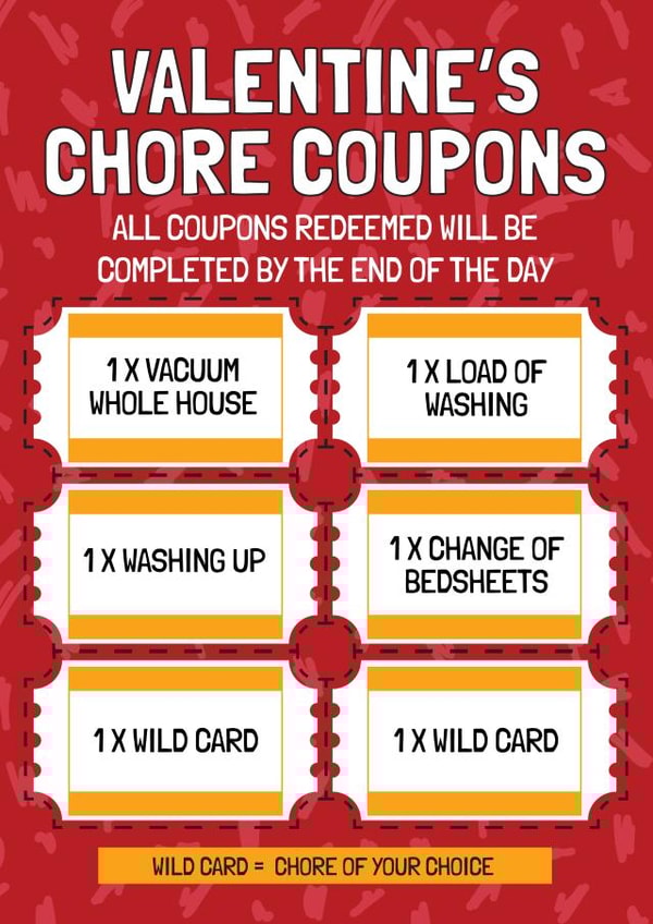 Funny Chore Voucher Card - Valentines Day created by AbiGoLucky