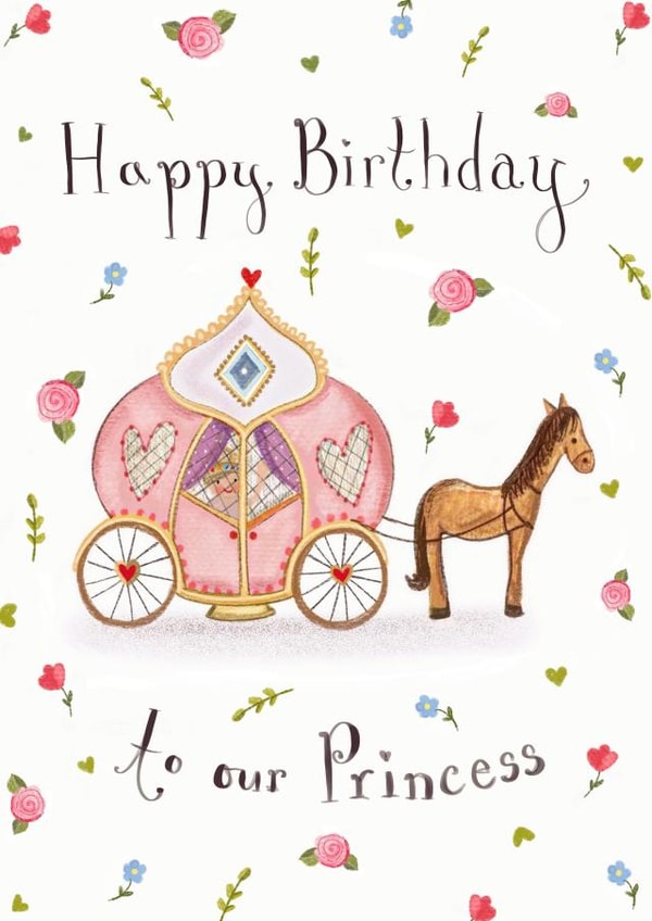 Cute Princess Birthday Card - Horse & Carriage created by Love Lucy Illustration