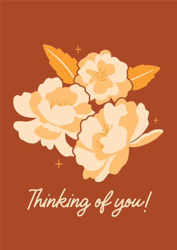 Pretty Thinking of You Card - Golden flowers - for a friend created by Hello Elks