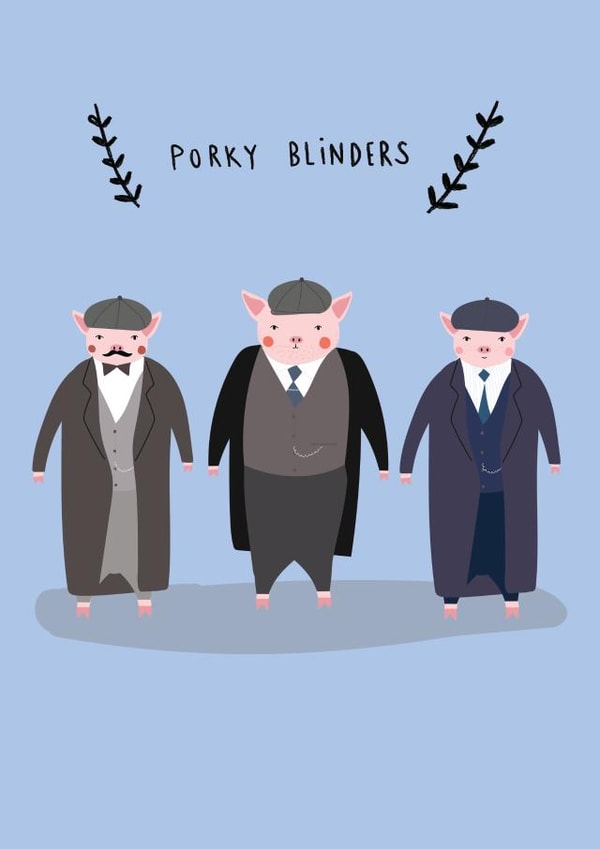 Funny Birthday Card - Porky Blinders created by Paperlink and Meraki Greeting Cards