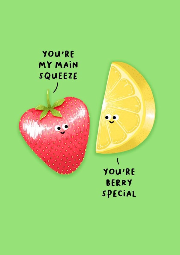 Fun Flirty fruits - Fruit Puns - Anniversary Card created by Back to the drawing board illustration