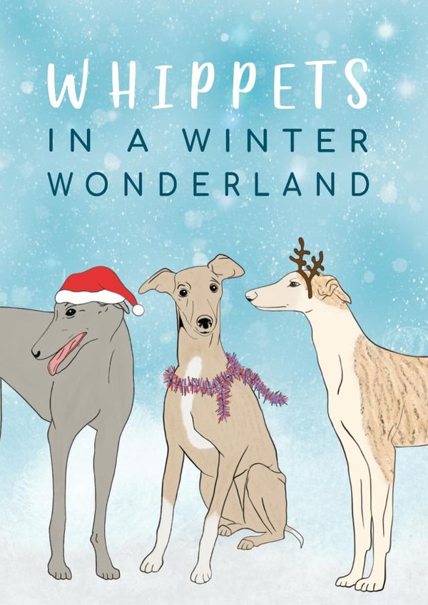 Cute Whippets in a Winter Wonderland Christmas Card created by Jasmin
