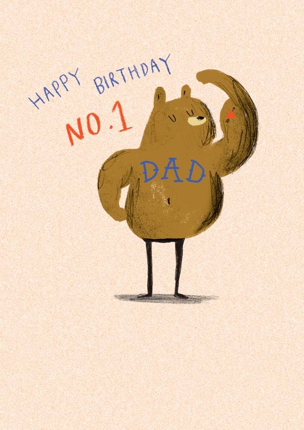 Happy Birthday No.1 Dad Card - Cute Bear - Best Dad created by Paperlink and Meraki Greeting Cards