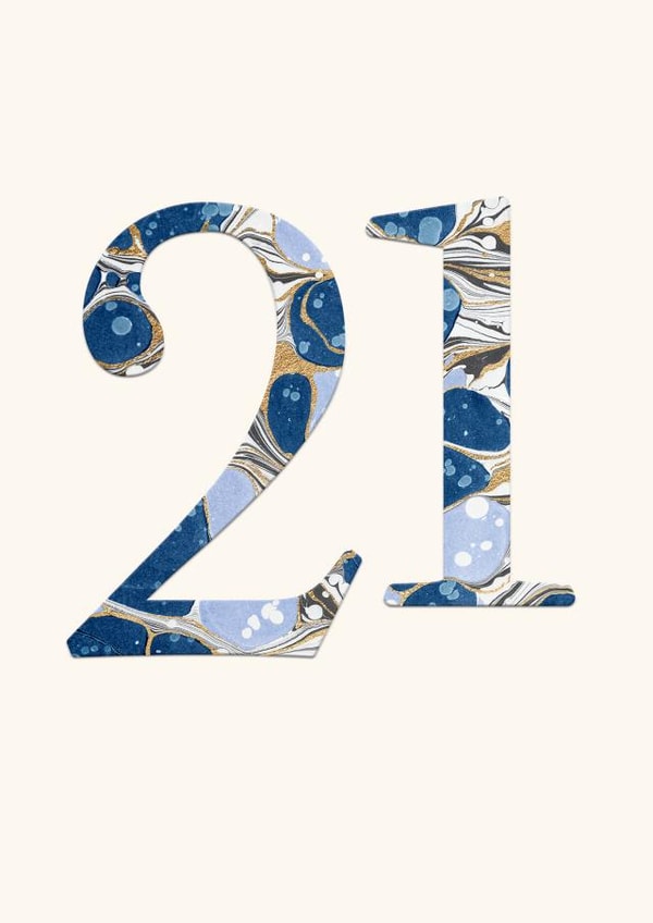 21st Birthday Card - Colourful Marbled Design created by Paperlink and Meraki Greeting Cards
