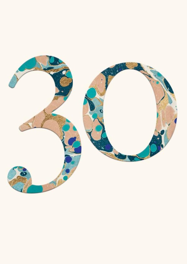 30th Birthday Card - Colourful Marbled Design created by Paperlink and Meraki Greeting Cards