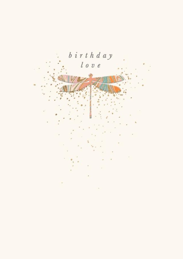 Birthday Love Card - Dragonfly - Marbled Design created by Paperlink and Meraki Greeting Cards