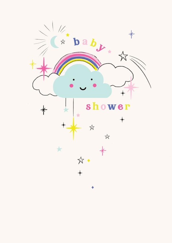 Cute Baby Shower Card - Rainbow - Cloud created by Paperlink and Meraki Greeting Cards